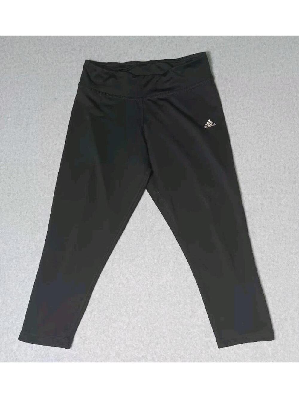 Adidas Capri Leggings Womens Size Small Black Running Jogging Athletic...